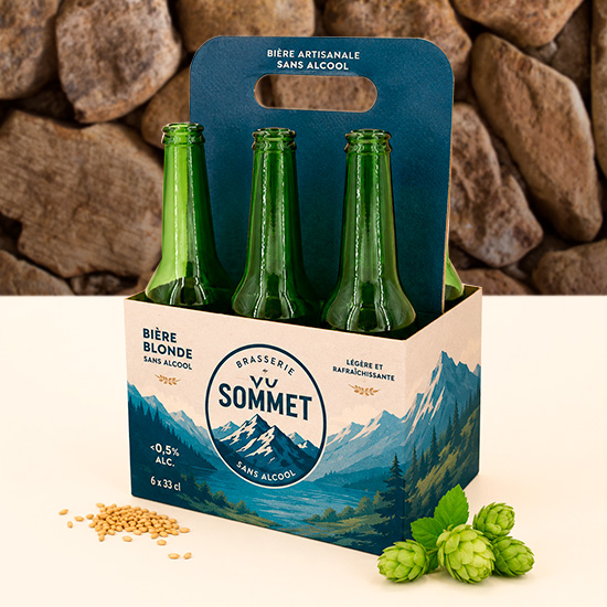 Emballage personnalisé panier portable 6 bouteilles bière sans alcool