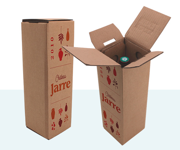 Caisse carton d'expédition Mauco'Lissime® pour 1 bouteille de vin 75 cl, agréée UPS certifiée ISTAC