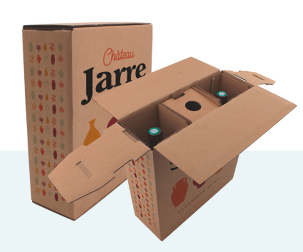 Caisse carton d'expédition Mauco'Lissime® pour 3 bouteilles de vin 75 cl, certifiée ISTA