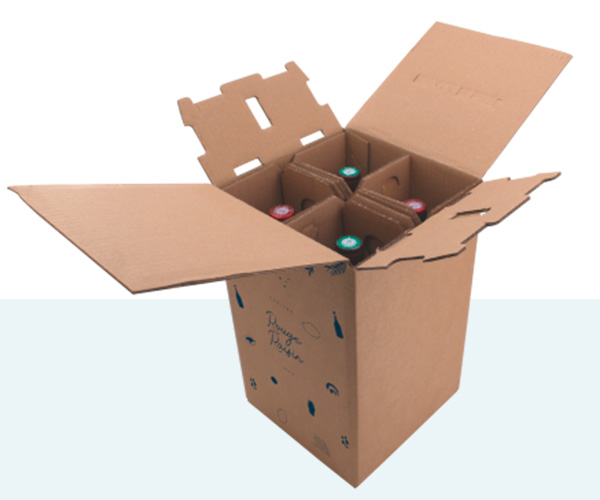 Caisse carton d'expédition Mauco'Lissime® pour 4 bouteilles de vin 75 cl, certifiée ISTA