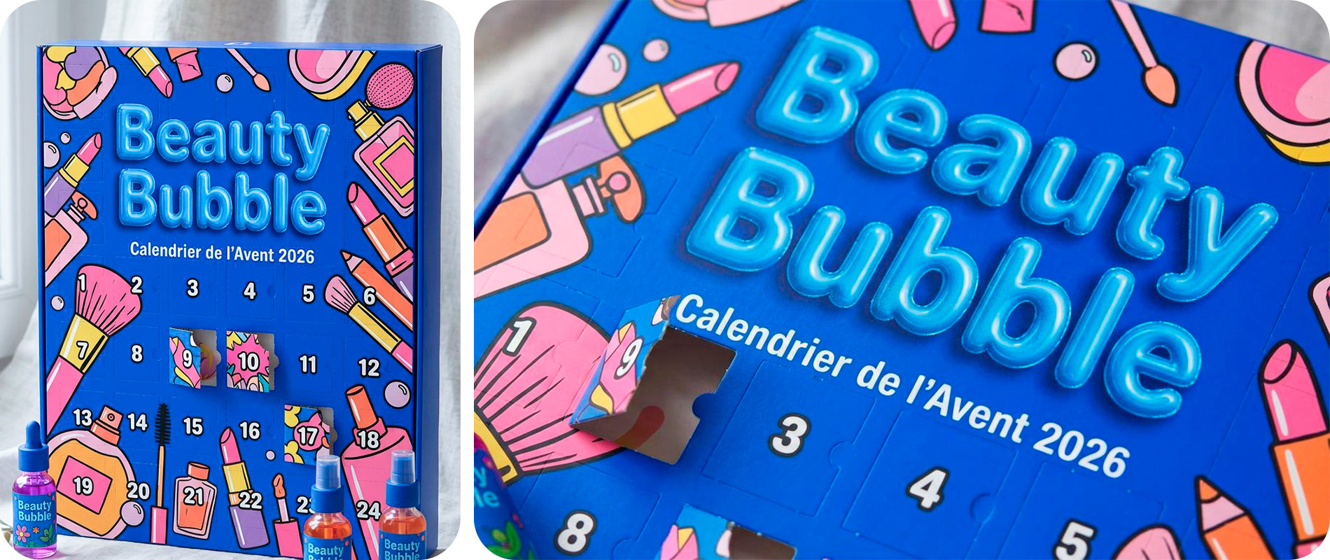 Calendrier de l'Avent cosmetique ludique avec produits beaute