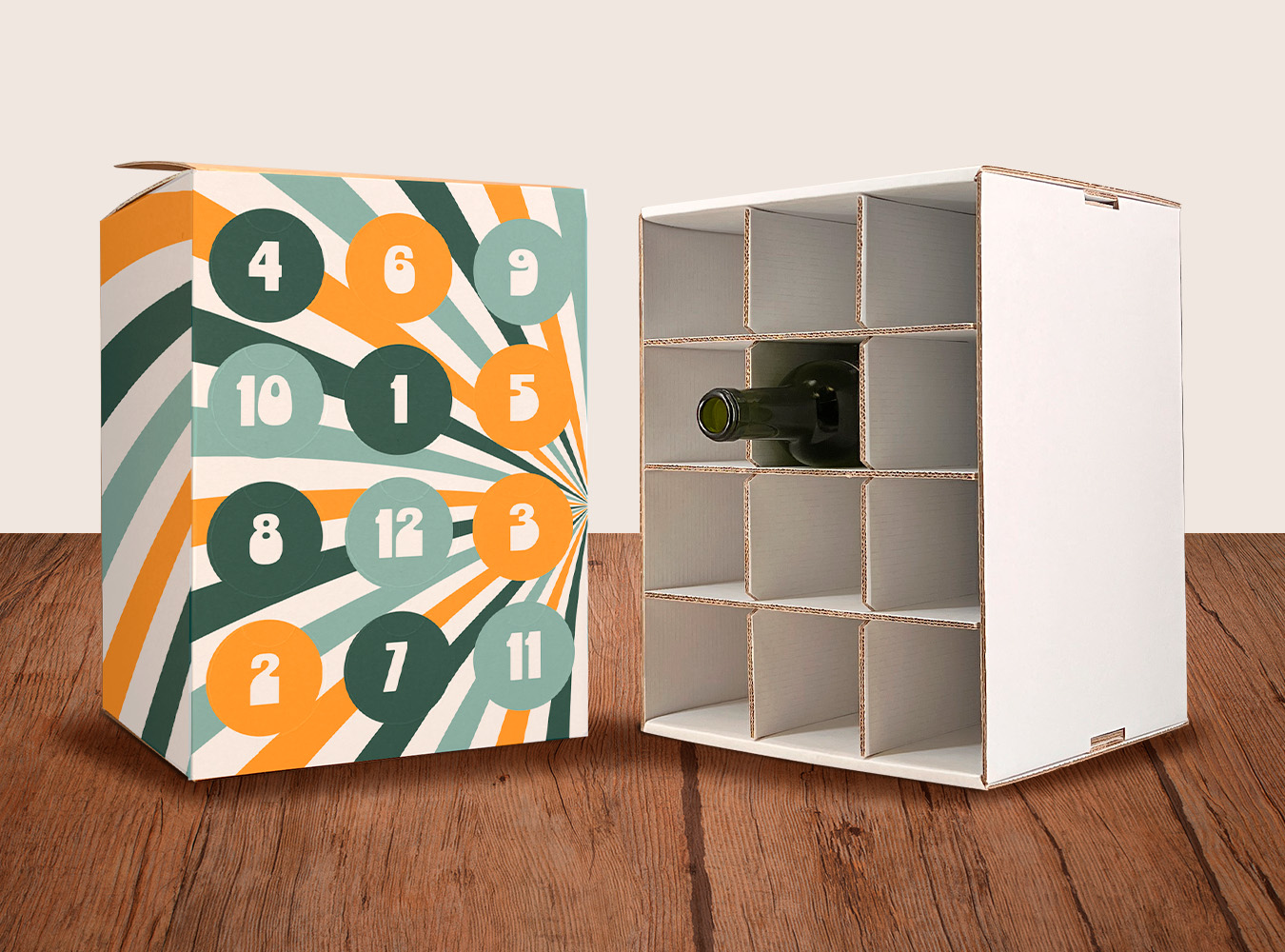 Calendrier de l'avent 12 bouteilles de 33cl en carton sur mesure
