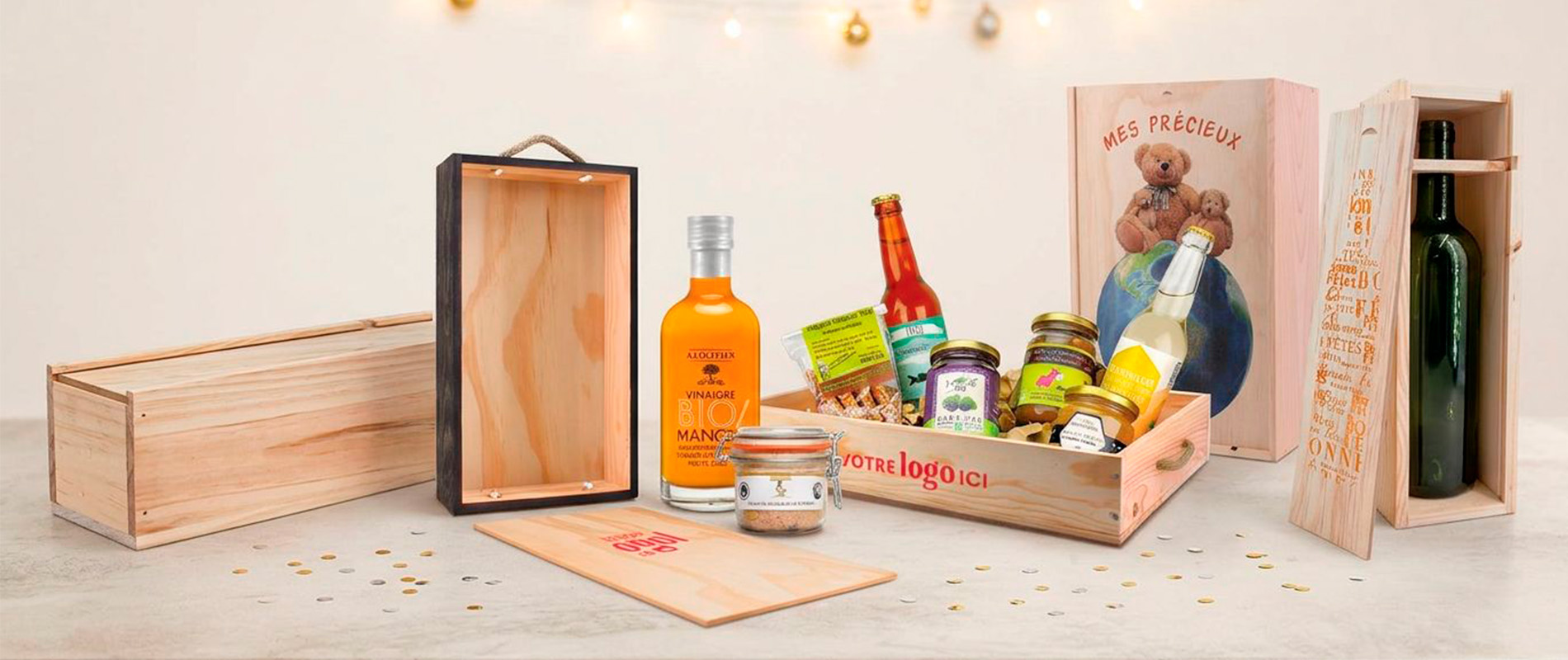 Caisses bois personnalisées pour cadeaux d'entreprise de fin d'année