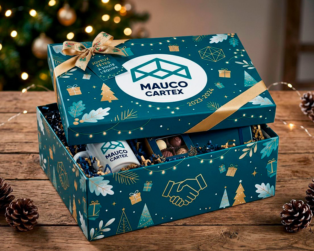 Coffret cadeau boîte à couvercle personnalisée pour un collaborateur