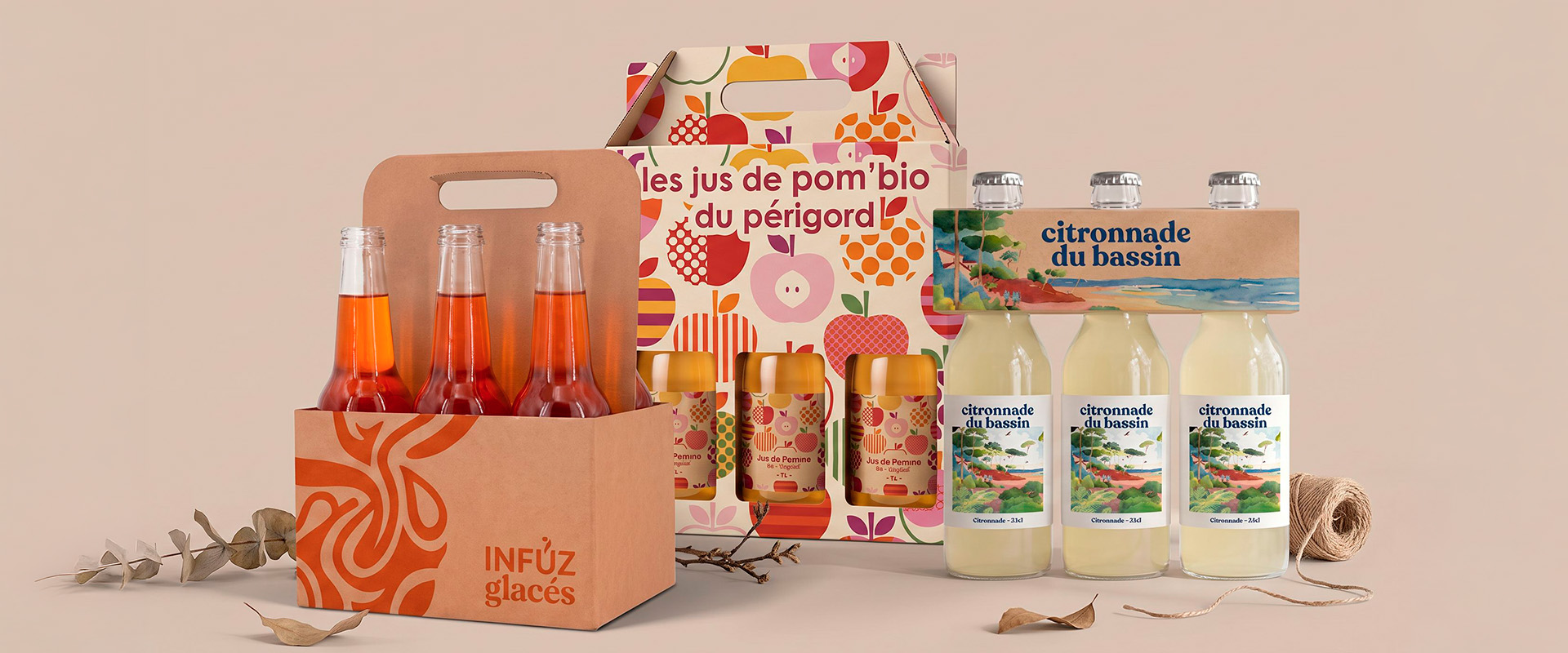 Coffret portable personnalisable en carton pour bouteilles de boissons sans alcool