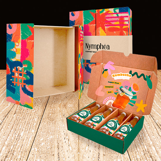 Coffret carton personnalisé kombucha