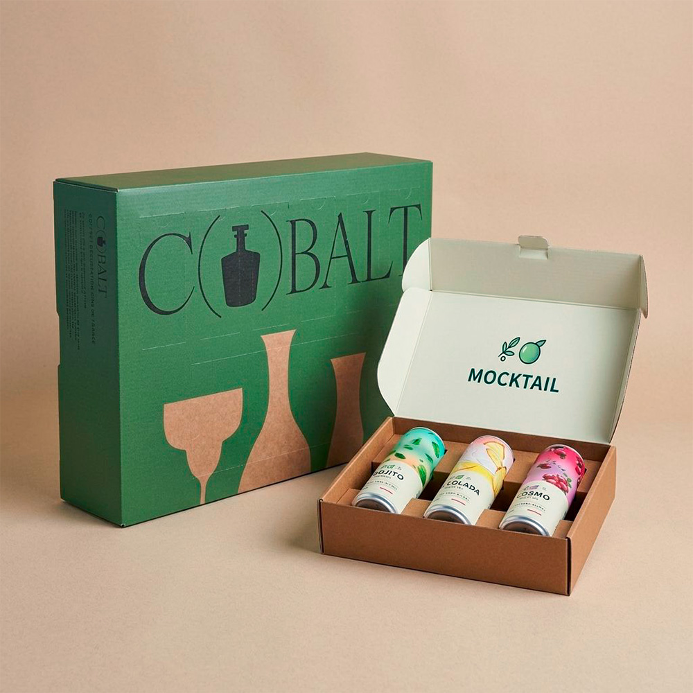 Emballages carton personnalisables pour canettes et bouteilles de spiritueux sans alcool
