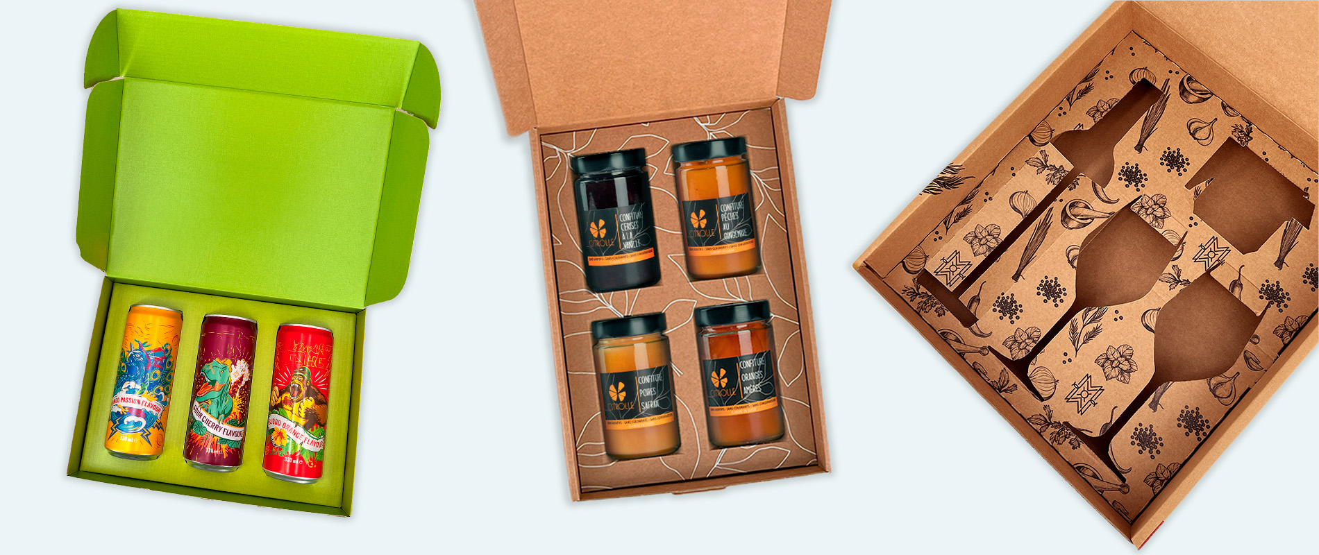 Emballages e-commerce en carton ondulé avec calage sur mesure dans la même matière