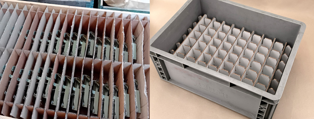 Calages en carton ondulé découpés sur mesure, formes complexes