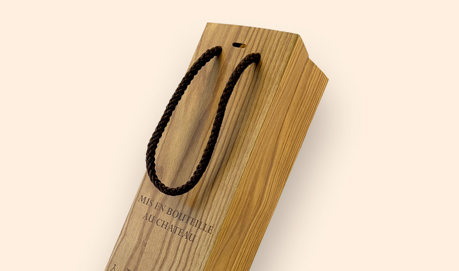 sac en papier imitation caisse bois château pour 1 bouteille de 75cl