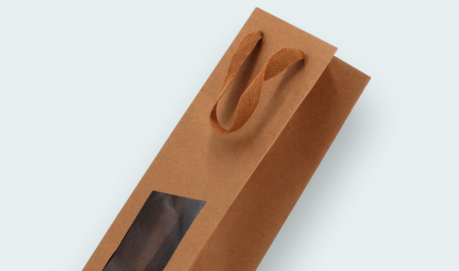 sac papier kraft brun avec fenêtre pour 1 bouteille 75cl