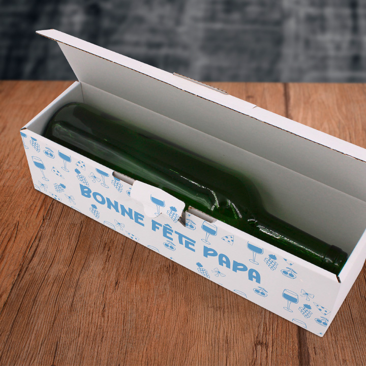Étui bouteille de vin personnalisé fête des pères — packaging carton sur mesure