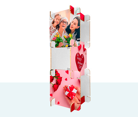 Totem publicitaire carton personnalisé fête des mères — PLV au sol pour boutique et point de vente